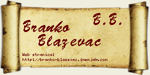 Branko Blaževac vizit kartica